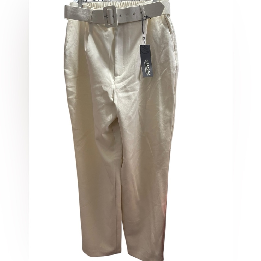 Versona Cream Straight Leg Trousers